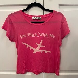 Wildfox cropped pink t-shirt